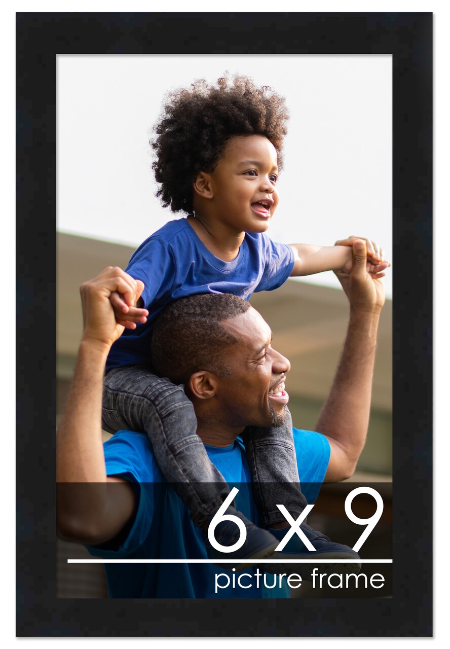 Photo Size Modernist Black Picture Frame - UV Acrylic, Foam Board Backing, Hanging Hardware